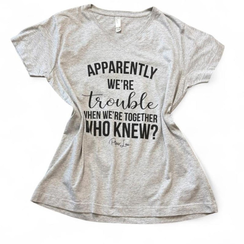 Piper Lou Gray Graphic Tee, Women's Size L